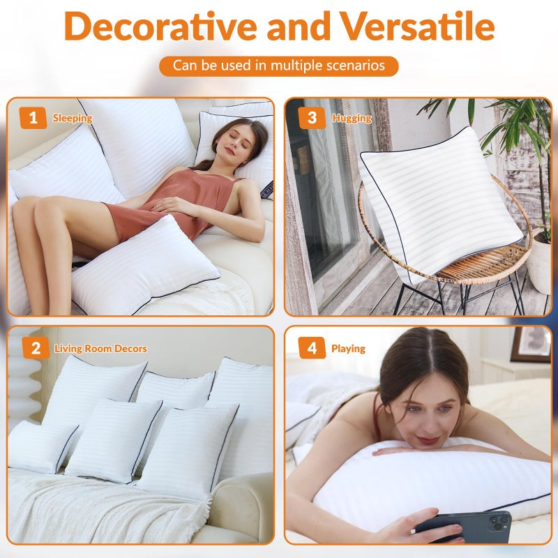 Yettbea Throw Pillows Insert  20'' x 20'' Set of 2  Decorative for Couch  Sofa or Bed with Premium Down Alternative Filled  White - Image 5